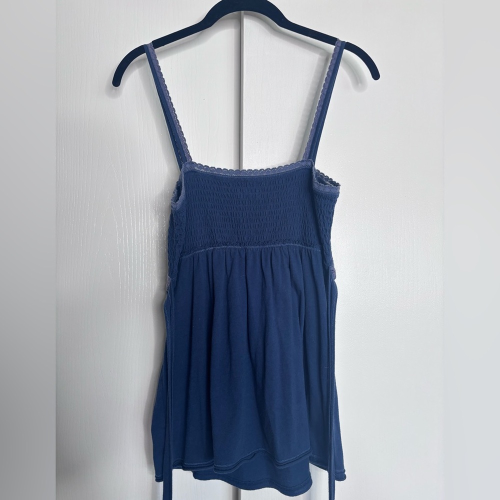 VTG Hollister Navy Smocked Babydoll Cami - Y2K Coquette L - Picture 5 of 6